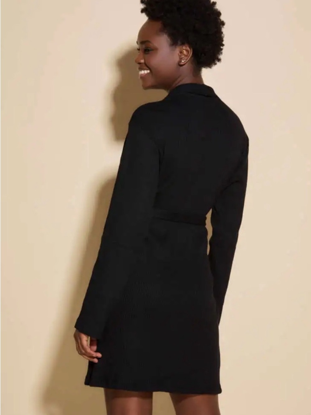 Cosabella Black Ribbed Knit Wrap Robe - Picture 4 of 7